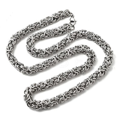 Tarnish Resistant 304 Stainless Steel Necklace Men's Byzantine Chain Necklaces NJEW-H411-26-1