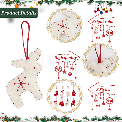 8Pcs 8 Style Felt Fabric Pendant Decoration HJEW-CP0001-11-1