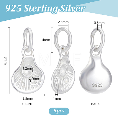 5Pcs Sterling Silver Rhinestone Settings STER-PH0005-13-1