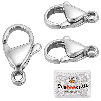 50Pcs 316 Surgical Stainless Steel Lobster Claw Clasps STAS-BBC0006-04-1