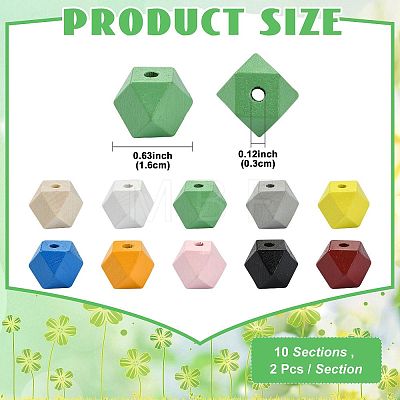 20Pcs 10 Colors Wood Beads WOOD-FS0002-58-1