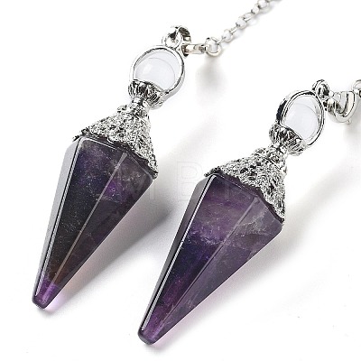 Natural Amethyst Hexagonal Pointed Dowsing Pendulums G-P552-05P-03-1