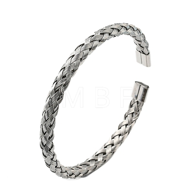 304 Stainless Steel Wire Wrap Cuff Bangles BJEW-E079-02P-1