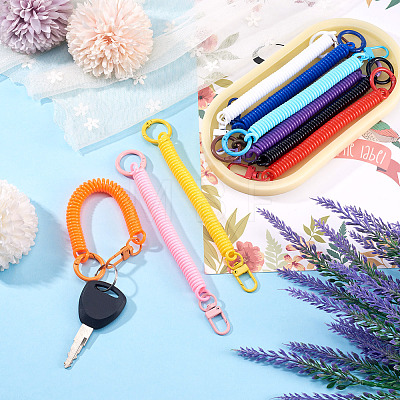 10Pcs Plastic Spiral Retractable Spring Coil Keychains KEYC-TA0001-84-1