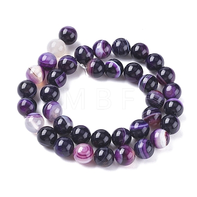 Natural Striped Agate/Banded Agate Beads Strands G-G582-6mm-52-1