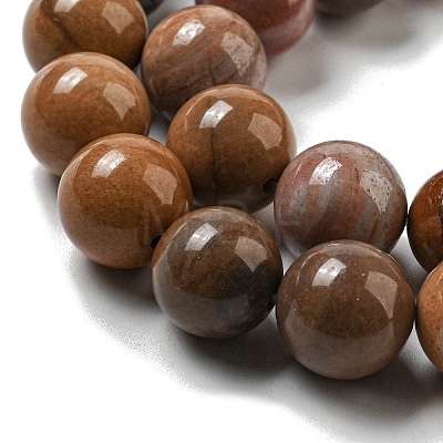 Natural Petrified Wood Round Bead Strands X-G-F266-08-8mm-1