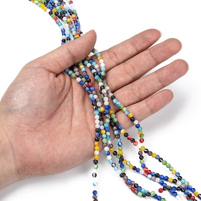 Handmade Millefiori Glass Round Beads Strands LK-R004-91-1