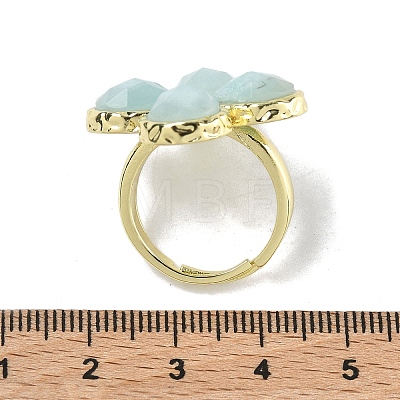 Natural Amazonite Faceted Adjustable Ring for Women RJEW-A092-01G-13-1