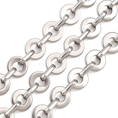 201 Stainless Steel Flat Round Link Chains Chains CHS-F024-08P-1