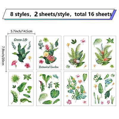 16 Sheets 8 Styles PVC Waterproof Wall Stickers DIY-WH0345-027-1