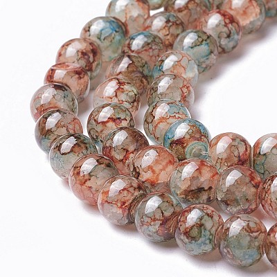 Spray Painted Glass Beads Strands X-GLAA-A038-C-76-1