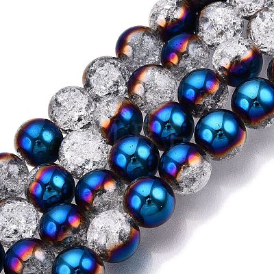 Electroplated Crackle Glass Beads Strands EGLA-N014-10mm-05-1