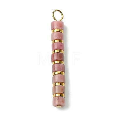 Natural Rhodonite & Electroplated Synthetic Non-magnetic Hematite Heishi Beaded Pendants PALLOY-JF03292-07-1