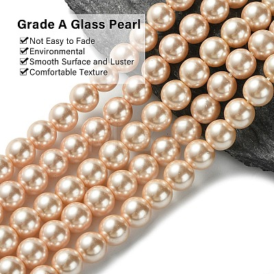 Eco-Friendly Glass Pearl Beads Strands HY-A008-8mm-RB092-1