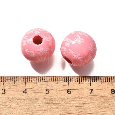 Valentine's Day Element Printed Wood Beads WOOD-R002-01-38-1