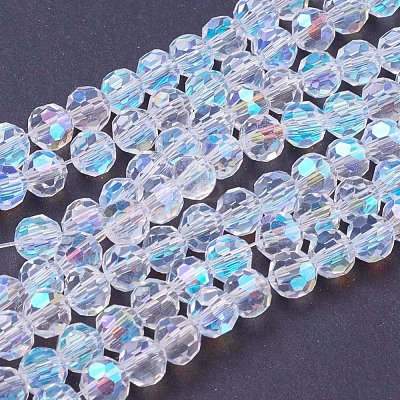 Faceted(32 Facets)(32 Facets) Electroplate Glass Beads Strands X-EGLA-J042-6mm-AB03-1