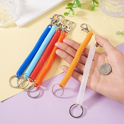 6Pcs Plastic Spiral Retractable Spring Coil Keychains KEYC-TA0004-83-1