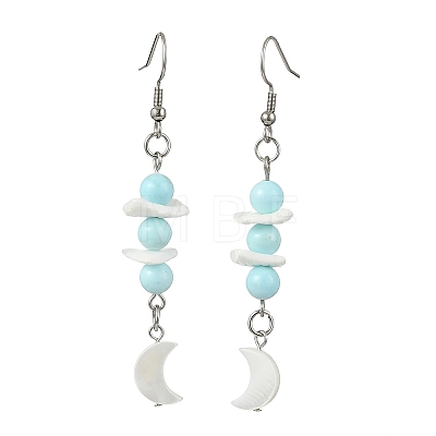 Natural Freshwater Shell and Howlite Dangle Earrings EJEW-JE07169-1