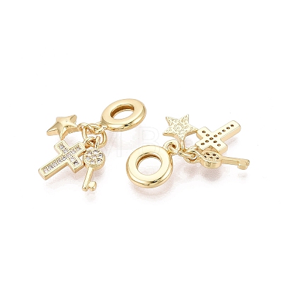 Brass Micro Pave Clear Cubic Zirconia European Dangle Charms KK-N287-33E-G-1