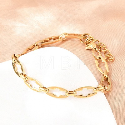 304 Stainless Steel Cross Link Chain Bracelet & Necklace Jewelry Sets SJEW-L199-07G-1