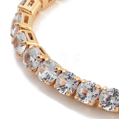 Brass Pave Clear Cubic Zirconia Flat Round Box Chain Slider Bracelets BJEW-YWC0002-12B-G-1