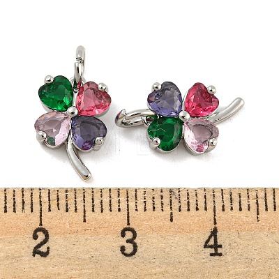 Brass with Colorful Cubic Zirconia Charms KK-G490-19P-1