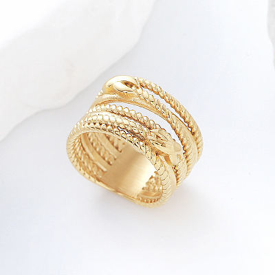 304 Stainless Steel Twisted Wire Design Finger Rings DM2174-7-1