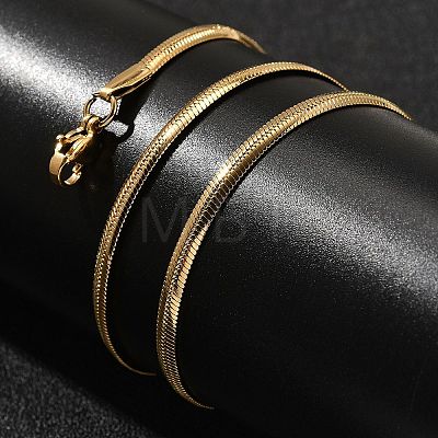 3mm Stainless Steel Flat Snake Chain Necklaces for Men Women NJEW-G160-03LG-1