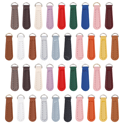38Pcs 19 Styles PU Leather Zipper Pull Tabs FIND-ME0004-16-1