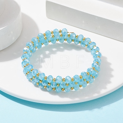 Glass Rondelle Beaded Wrap Style Bracelet BJEW-JB09965-06-1