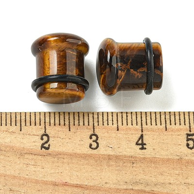 Natural Tiger Eye Ear Gauges Flesh Tunnels Plugs X-EJEW-P293-03A-1