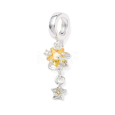 Brass Pave Gold Cubic Zirconia European Dangle Charms KK-K407-37S-01-1