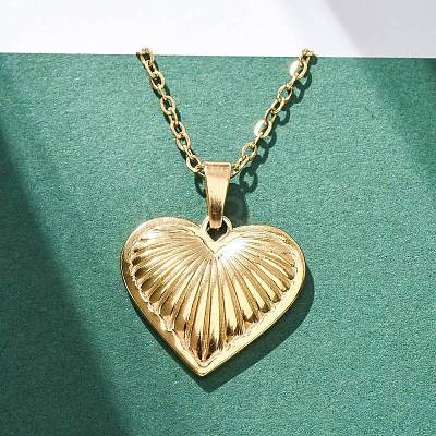 Heart 304 Stainless Steel Pendant Necklaces NJEW-H059-18G-1