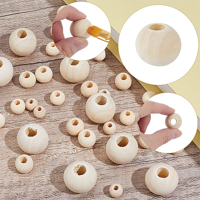 400Pcs 5 Styles Natural Unfinished Wood Beads WOOD-PA0001-55-1