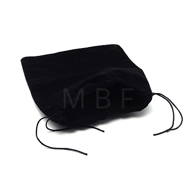 Rectangle Black Velvet Pouches TP-WH0011-01-1