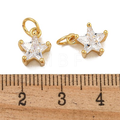 Rack Plating Brass Micro Pave Clear Cubic Zirconia Charms KK-U030-02G-1