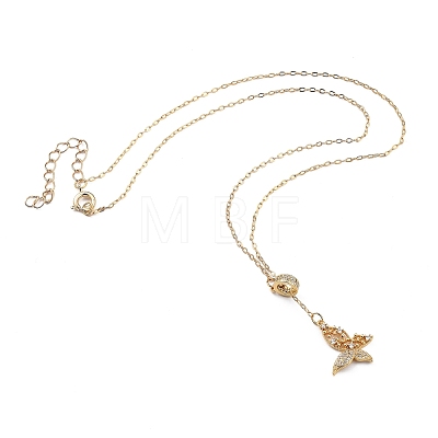Brass Micro Pave Clear Cubic Zirconia Lariat Necklaces NJEW-JN03010-01-1