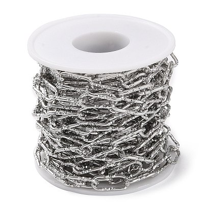 304 Stainless Steel Textured Paperclip Chains CHS-G027-04P-1