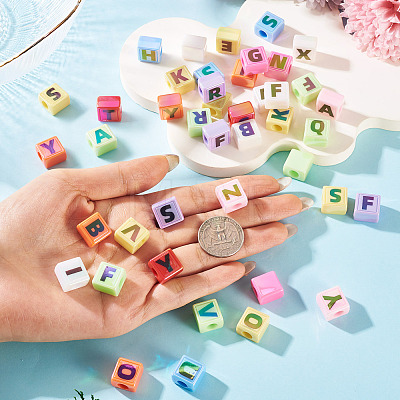 50Pcs Opaque UV Plating Acrylic Beads SACR-TA0001-72-1
