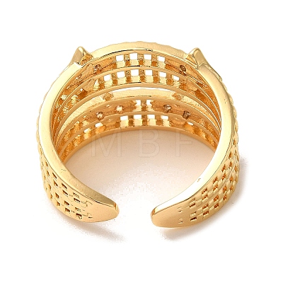 Rack Plating Brass Micro Pave Clear Cubic Zirconia Cuff Rings for Women RJEW-G325-13B-G-1