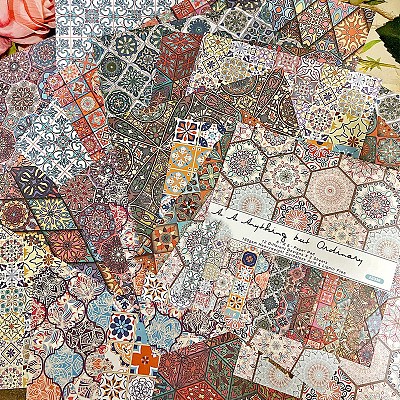 24 Sheets 12 Patterns Mandala Flower Scrapbook Paper Pads MAND-PW0001-83-1