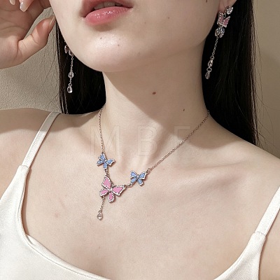 Alloy Crystal Rhinestone & Enamel Pendant Necklaces WGE54E7-01-1