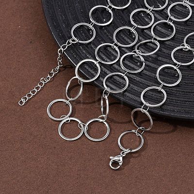 304 Stainless Steel 12MM Ring Link Chain Necklaces NJEW-P343-01C-P-1