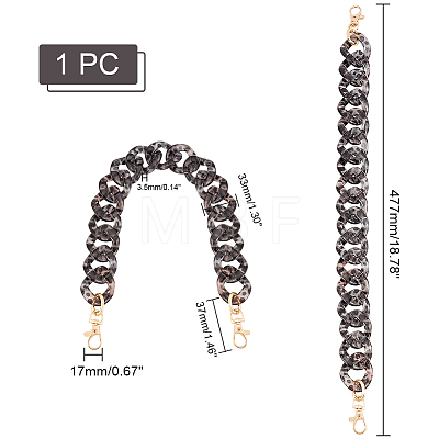 Leopard Print Pattern Acrylic Curb Chain Bag Handles FIND-WH0120-03B-1