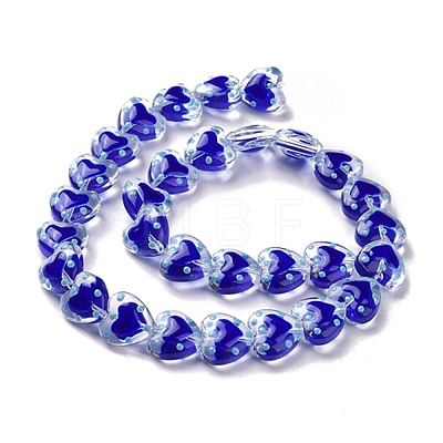 Glass Heart Beads GLAA-D005-01G-1