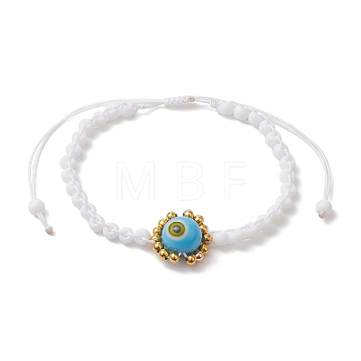 Handmade Lampwork Evil Eye & Glass Seed Beads Braided Bead Bracelets BJEW-MZ00090-1