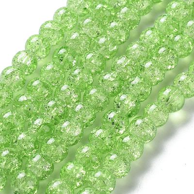 Spray Painted Crackle Glass Beads Strands CCG-Q001-10mm-11-1