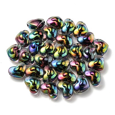 UV Plating Rainbow Iridescent Transparent Acrylic Beads OACR-C007-04F-1