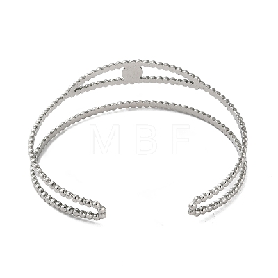 304 Stainless Steel Enamel Eye Shaped Open Cuff Bangles for Women BJEW-M316-02P-1