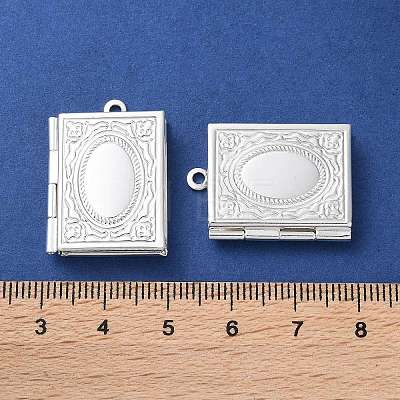 Rack Plating Brass Locket Pendants KK-F090-04S-1